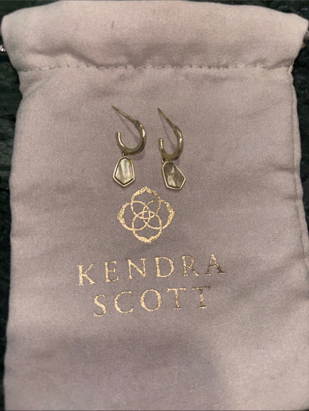 Kendra Scott Gold Hoop Earrings with Iridescent Mother-of-Pearl Drops